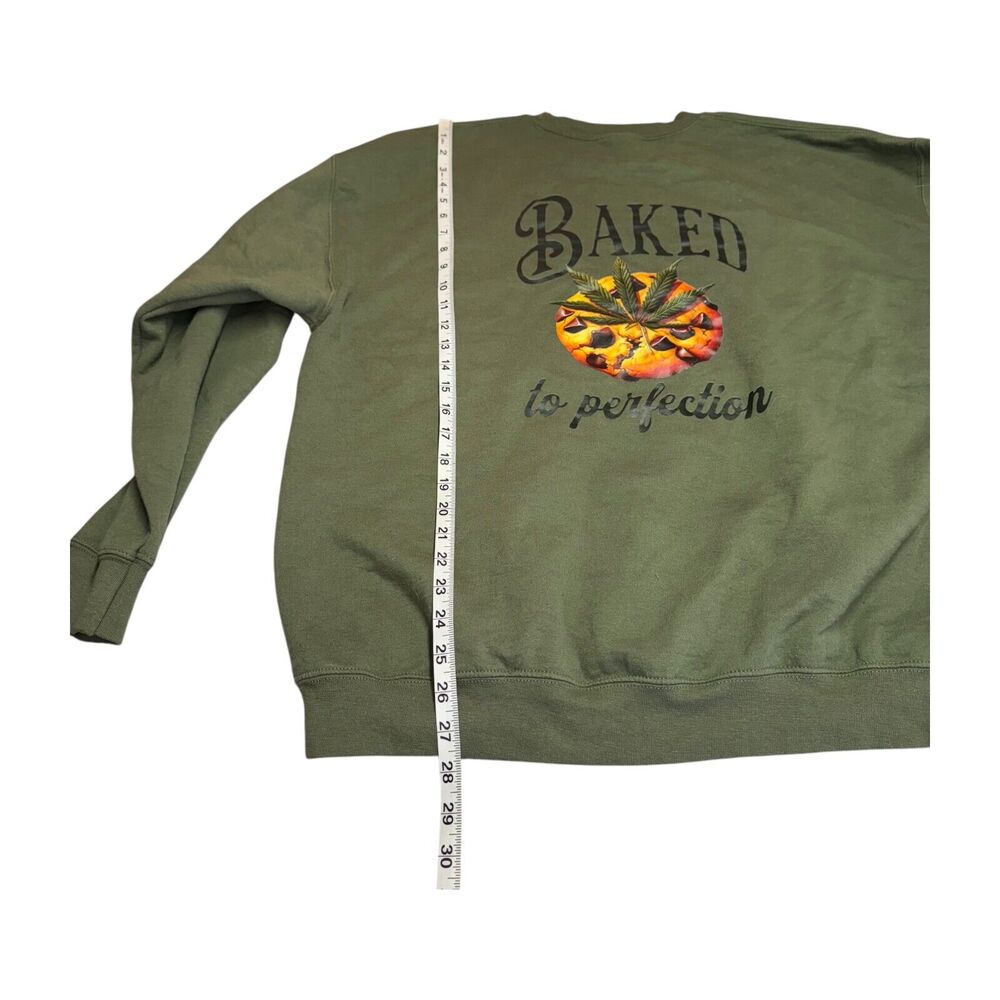 Gildan Sweatshirt Men's XL Olive Green Fleece Lined Baked To Perfection Pullover - Picture 6 of 8
